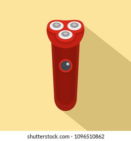 Red electric razor icon. Flat illustration of red electric razor vector icon for web design