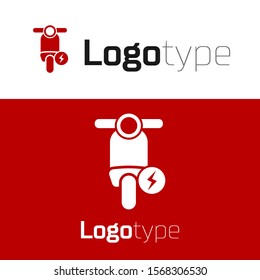 Red Electric scooter icon isolated on white background. Logo design template element. Vector Illustration