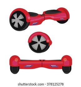 Red Electric two Wheels Balance Board vector illustration