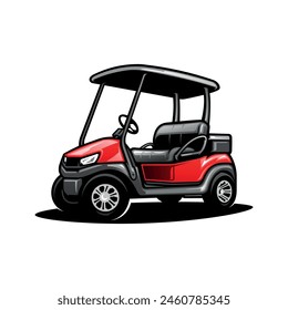 red electric vehicle golf cart illustration color vector