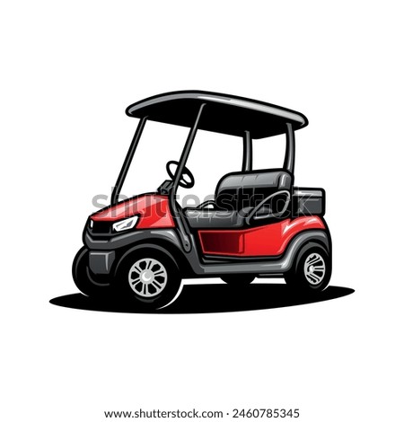 red electric vehicle golf cart illustration color vector