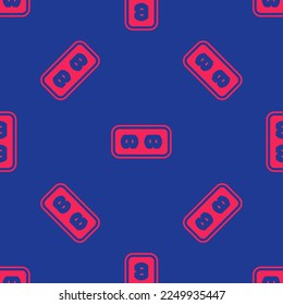 Icono de salida de Red Electrical aislado patrón transparente en fondo azul. Toma de corriente. Símbolo de rosette.  Vector
