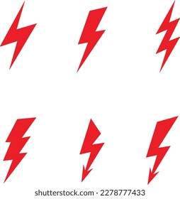 Red Electricity Icon, Thunderbold vector, Flash Symbol, Thunder, Lightning vector, volt vector