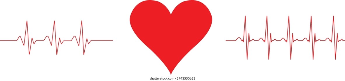Red electrocardiogram ecg line graph showing heart rhythm and pulse tracing, accompanied by a vibrant red heart symbol. Seamless animation ideal for medical, healthcare, and wellness presentations. Provided on a transparent background for flexible integration.