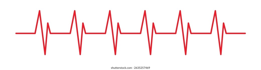 Red electrocardiogram heartbeat line on white background, symbol of health, heart rate, medical monitoring, pulse tracking, cardiology, fitness, isolated graphic for healthcare or wellness use.