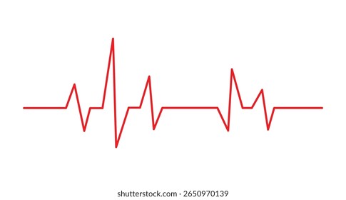 Red electrocardiogram line graph displaying heart activity and health monitoring PNG on transparent background. Heartbeat line symbol vector.