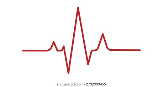Red electrocardiogram line on white background heart rate pulse vital sign