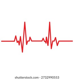 Red electrocardiogram line on white background heart rate pulse 5 rhythm