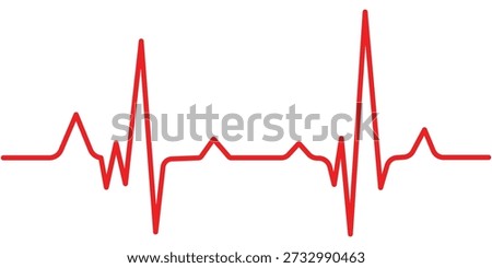 Red electrocardiogram line on white background heart rate pulse 4 medical