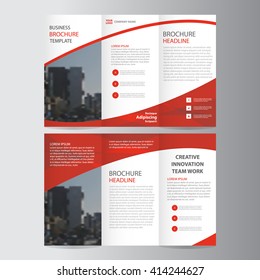 Red elegance business trifold business Leaflet Brochure Flyer template vector  minimal flat design set