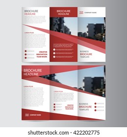 Red elegance business trifold business Leaflet Brochure Flyer template vector minimal flat design set