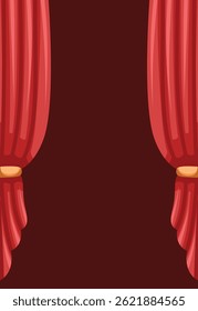 Ilustración de cortina roja y elegante