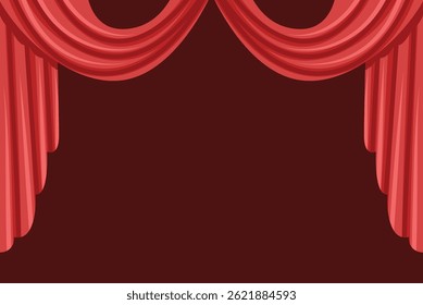 Ilustración de cortina roja y elegante