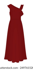 Red elegant dress. vector illustration