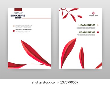 Red elegant flower petal business brochure flyer design. Multipurpose abstract brochure template cover. Clean red flower leaflet vector design. Annual report presentation. Vertical A4 size. EPS