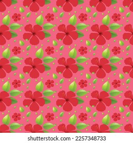 RED Elegant flowers, seamless pattern. Vector illustration