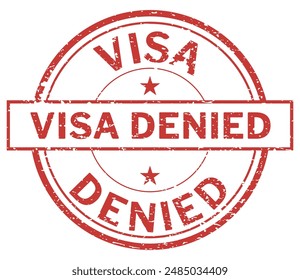 Red Elegant illustration of a visa denied stamp text round rubber seal with white background