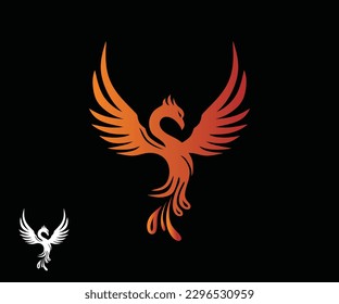 ROJO ELEGANTE PHOENIX LOGO, silueta de gran ave del cielo volando ilustraciones vectoriales