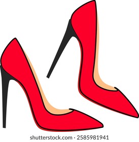 Red elegant shoes with high heels.