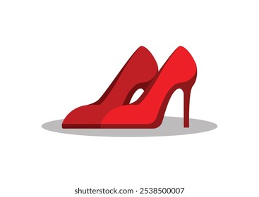 Red elegant shoes for women vector flat design isolated on white background