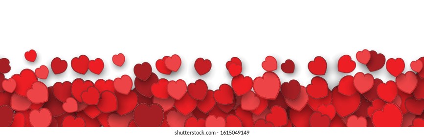 Red Elegant Valentines Day Background with 3d Heart Shapes