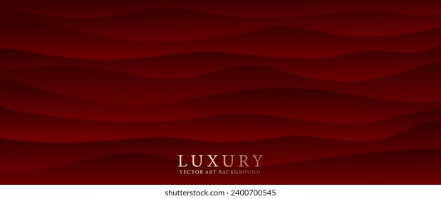 Red elegant vector abstract background with waves. Modern premium gradient illustration for cover design, card, flyer, poster, luxe invite, prestigious voucher and invitation. 3D tile.