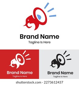 Red elephant and loudspeaker logo