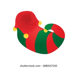 Red elf shoe. vector illustration