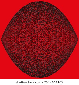 Red ellipse form. Particle density shape. Central vector figure. Abstract color texture.