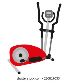 red elliptical cross trainer with display - symbol of fitness equipment and sport stationary machine