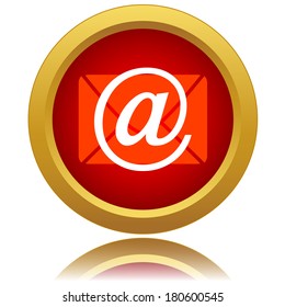 Red email icon on a white background