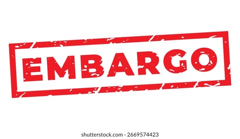 Sello aislado del embargo rojo, etiqueta engomada, cabecera con la Ilustración vectorial de la textura del grunge