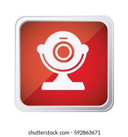 red emblem computer camera icon, vector illustraction design