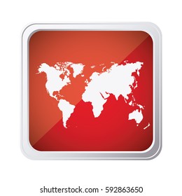 red emblem earth planet map icon, vector illustraction design