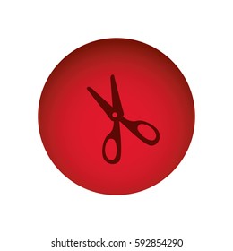red emblem scissors icon, vector illustraction design image