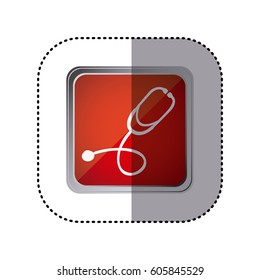 red emblem stethoscope instrument icon, vector illustration design