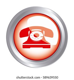 red emblem telephone icon, vector illustraction design image