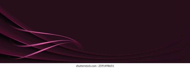 Red emerald horizontal banner background with folded overlay layer and glowing lines. Suit for banner, poster, cover, header, flyer, brochure, website, presentation