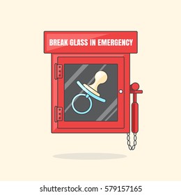 Red emergency box with soother. Vector Illustration on light background