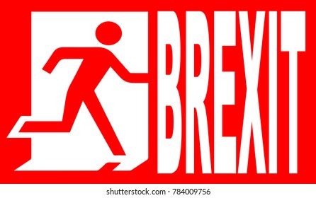 A red emergency Brexit sign over a white background

