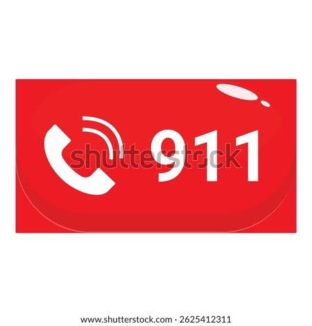Red emergency button with the universal emergency number 911 and a phone icon ringing