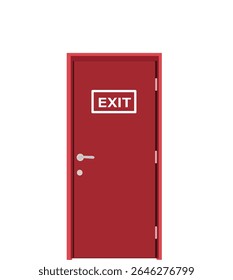 porta de saída de emergência vermelha.porta de metal para emergência e evacuar ou sinal de saída de incêndio no edifício com porta de alça de gatilho de alarme. 