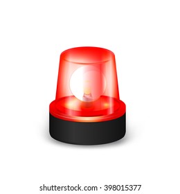 Red Emergency Flashing Siren on a White Background. EPS-10.