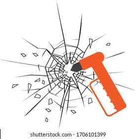 Red Emergency Hammer Break Glass Window Stock Vector (Royalty Free ...