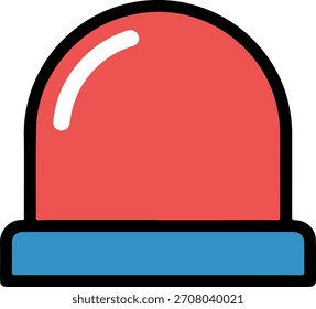 A red emergency light with a blue base is depicted in a simple, cartoon-like style.