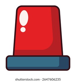 Red emergency siren icon cartoon style isolated on white background.