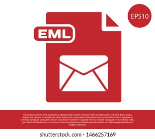Red EML file document. Download eml button icon isolated on white background. EML file symbol.  Vector Illustration