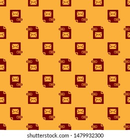 Red EML file document. Download eml button icon isolated seamless pattern on brown background. EML file symbol.  Vector Illustration