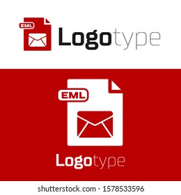 Red EML file document. Download eml button icon isolated on white background. EML file symbol. Logo design template element. Vector Illustration