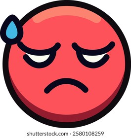 Red emoji with sweat drop expressing worry or stress.